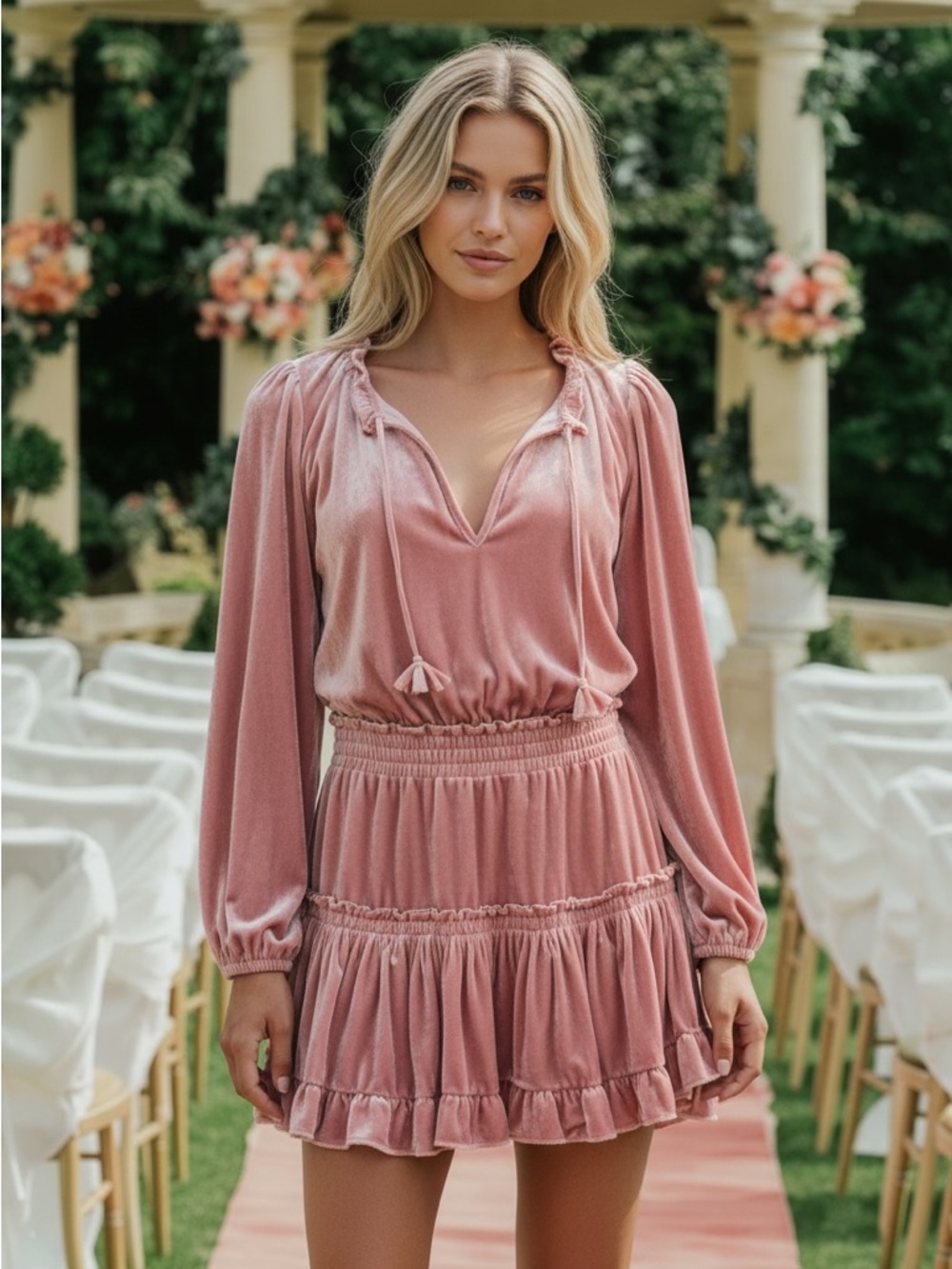 NWT MISA Los Angeles Lorena Velvet Mini Dress in Pink Size XS
